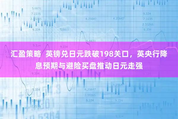 汇盈策略  英镑兑日元跌破198关口，英央行降息预期与避险买盘推动日元走强